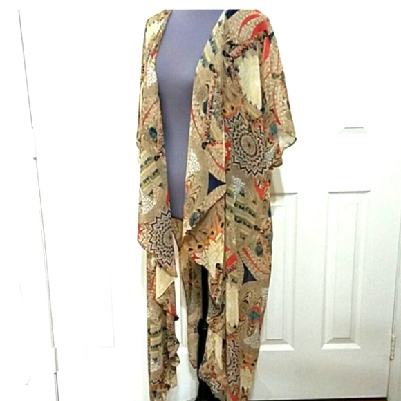 UMGEE Open Front Kimono with Split Hemline - Picture 3 of 5